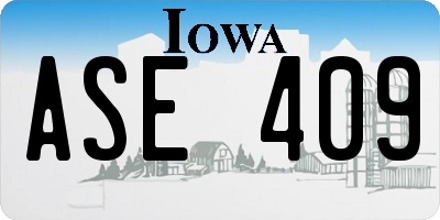 IA license plate ASE409