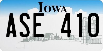 IA license plate ASE410