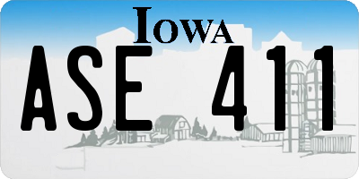 IA license plate ASE411