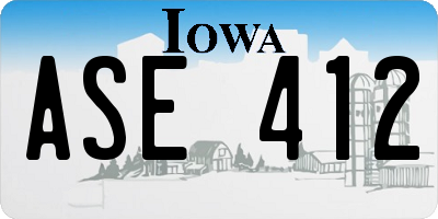 IA license plate ASE412