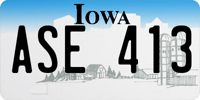 IA license plate ASE413