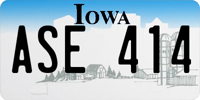 IA license plate ASE414