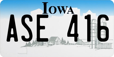 IA license plate ASE416