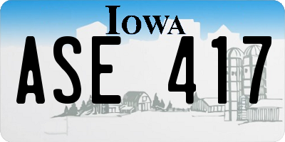 IA license plate ASE417