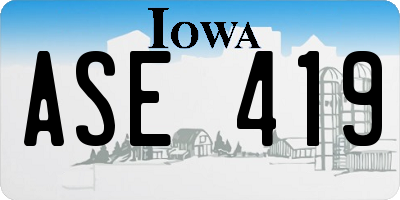 IA license plate ASE419