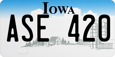 IA license plate ASE420