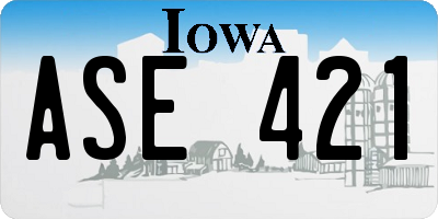 IA license plate ASE421