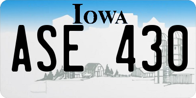 IA license plate ASE430