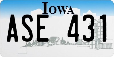 IA license plate ASE431