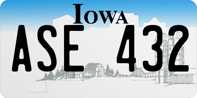 IA license plate ASE432