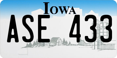 IA license plate ASE433