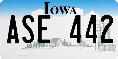 IA license plate ASE442