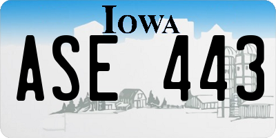 IA license plate ASE443