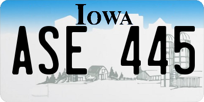 IA license plate ASE445