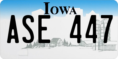 IA license plate ASE447