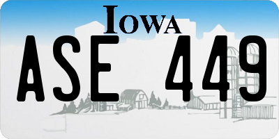 IA license plate ASE449