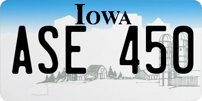 IA license plate ASE450