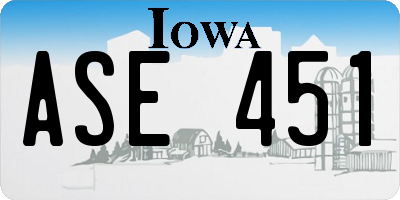 IA license plate ASE451