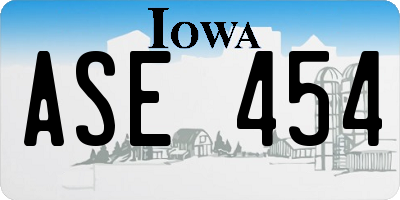 IA license plate ASE454