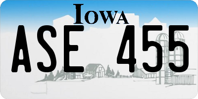 IA license plate ASE455