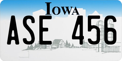 IA license plate ASE456