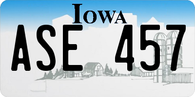 IA license plate ASE457