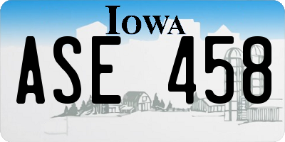 IA license plate ASE458