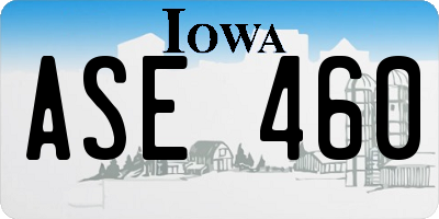 IA license plate ASE460