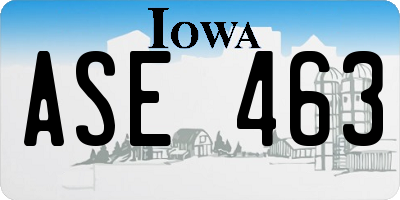 IA license plate ASE463