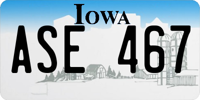 IA license plate ASE467