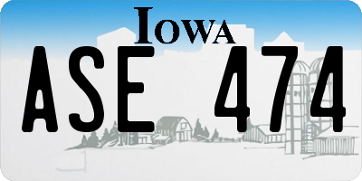 IA license plate ASE474