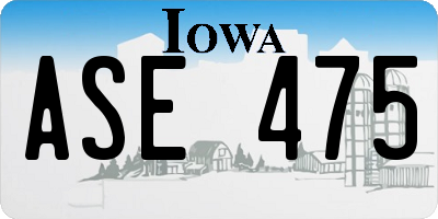 IA license plate ASE475