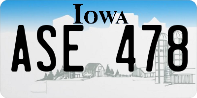 IA license plate ASE478