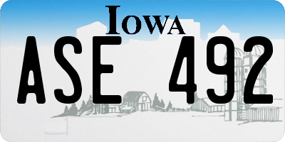 IA license plate ASE492