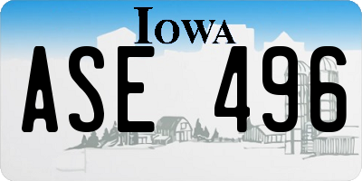 IA license plate ASE496