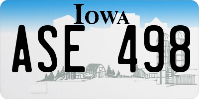 IA license plate ASE498