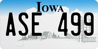 IA license plate ASE499