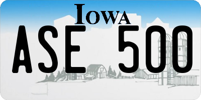 IA license plate ASE500