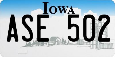 IA license plate ASE502