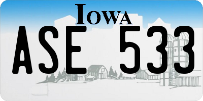 IA license plate ASE533
