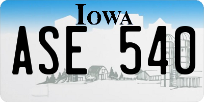 IA license plate ASE540