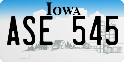 IA license plate ASE545