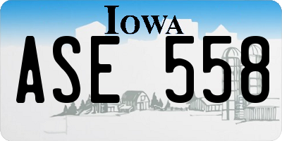 IA license plate ASE558