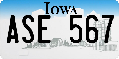 IA license plate ASE567