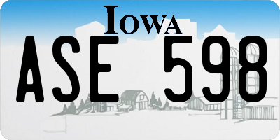 IA license plate ASE598