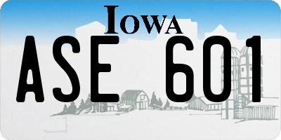 IA license plate ASE601