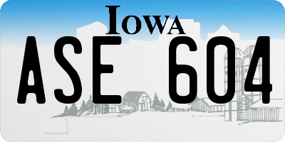 IA license plate ASE604