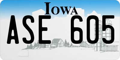 IA license plate ASE605