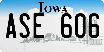 IA license plate ASE606