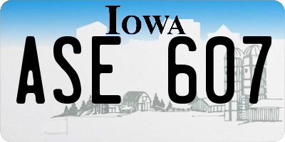 IA license plate ASE607